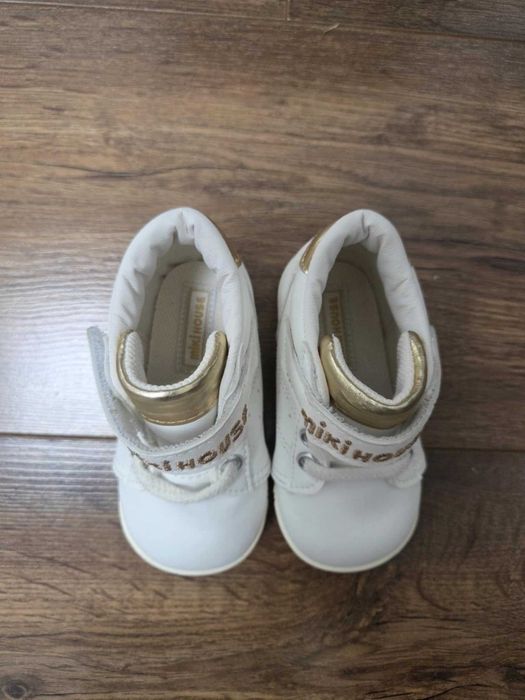 Детски обувки Miki House, Бяло и златно, размер 13 UK
