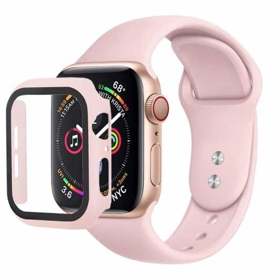 Curea Silicon +Carcasa pentru Apple Watch 40/ 41 mm Roz