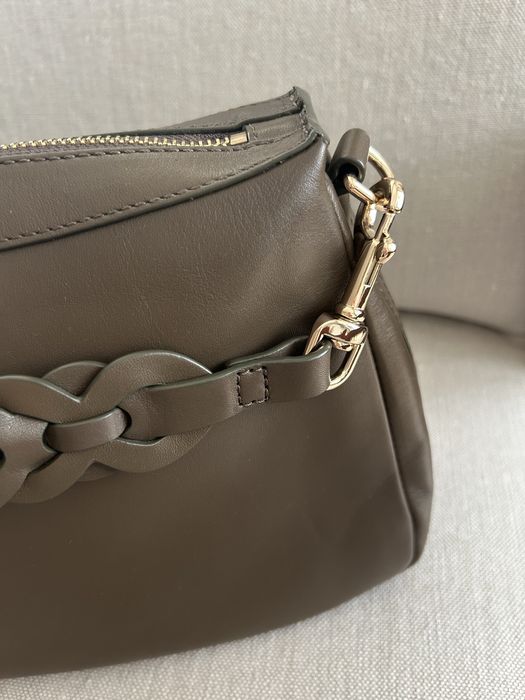 Geanta umar piele naturala kaki Massimo Dutti