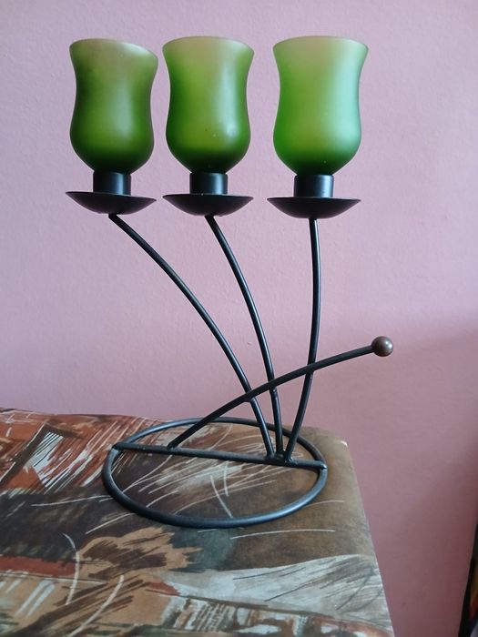 Свещник от медна ламарина стъклен свещник