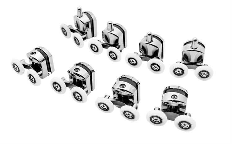 Комплект двойни колелца за душ кабина-8 броя, хромирани, универсални