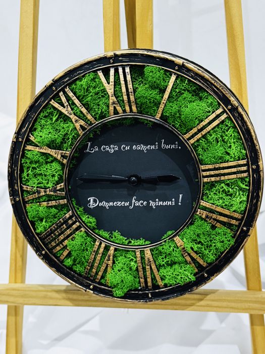 Ceas decorat cu licheni, marime 20 cm