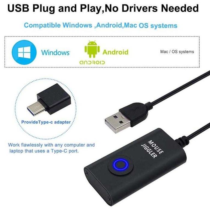 Air Drive Mouse Jiggler Moji Виртуална Мишка Фалшив Симулатор Движение