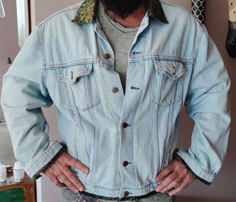 Мъжки винтидж оригинални маркови дънкови якета графити надписи М L Xl