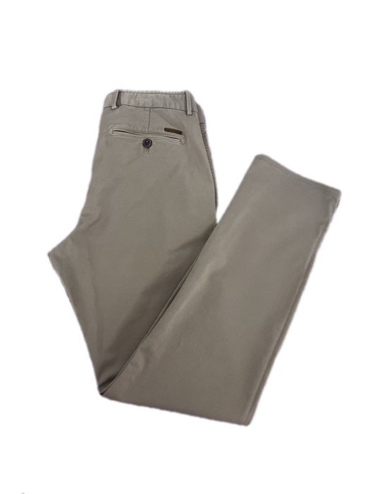 Мужские слаксы брюки Massimo Dutti бежево серого цвета модель Slim Fit