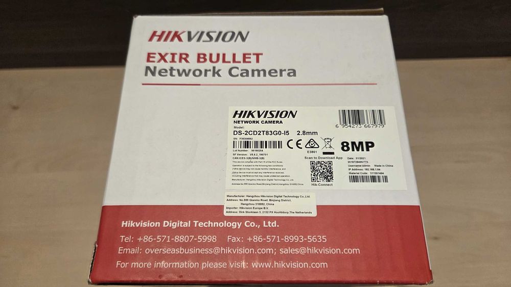 Camera Hikvision IP Bullet 8MP 4K, IR 50m, lentila 2.8mm, PoE, Folosit