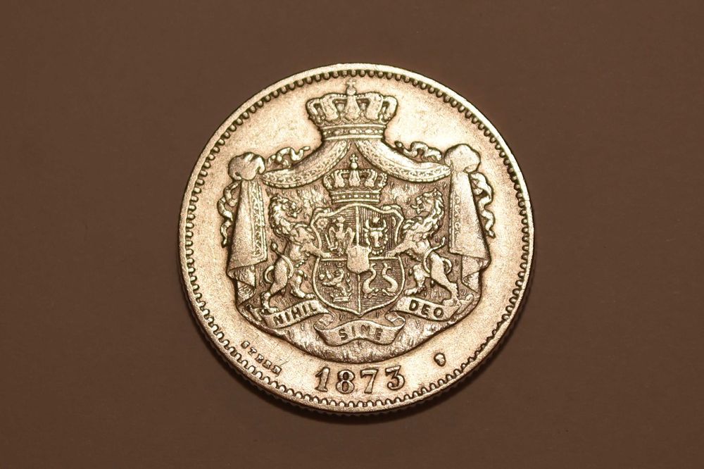 2 Lei 1873. Monedă argint, Carol I, rară