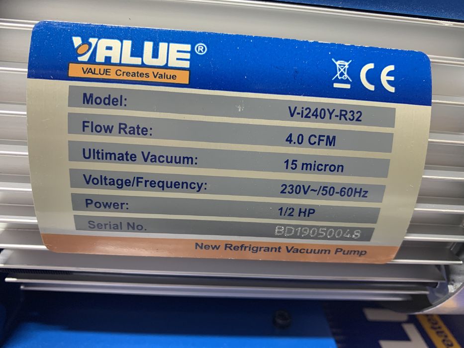 Pompa vacuum vid freon value v-i240y-r32 15 microni 4cfm 2 trepte r32