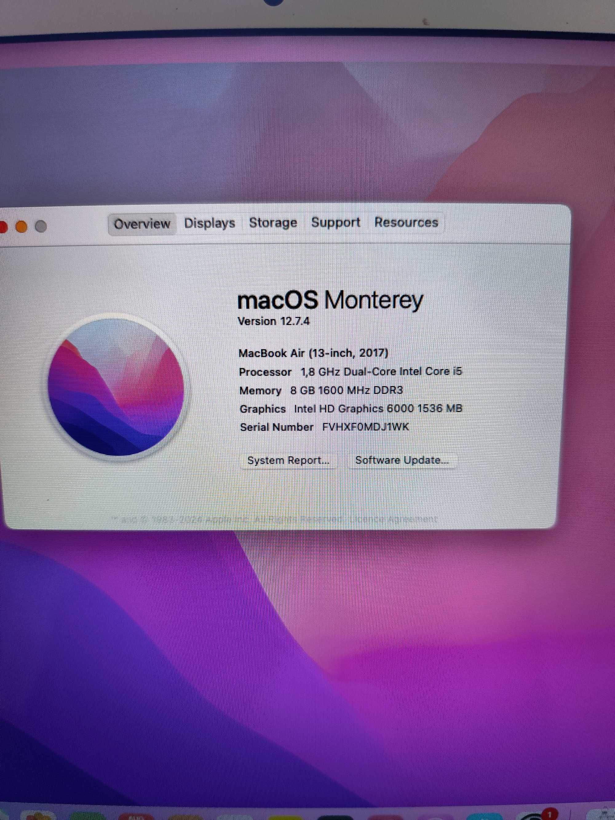 MacBook Air 13" 2017 1.8GHz 8GB RAM 256Gb SSD