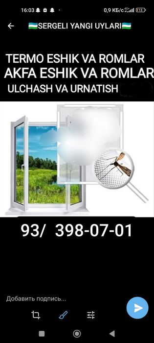 Remont akfa. Eshik va romlar.