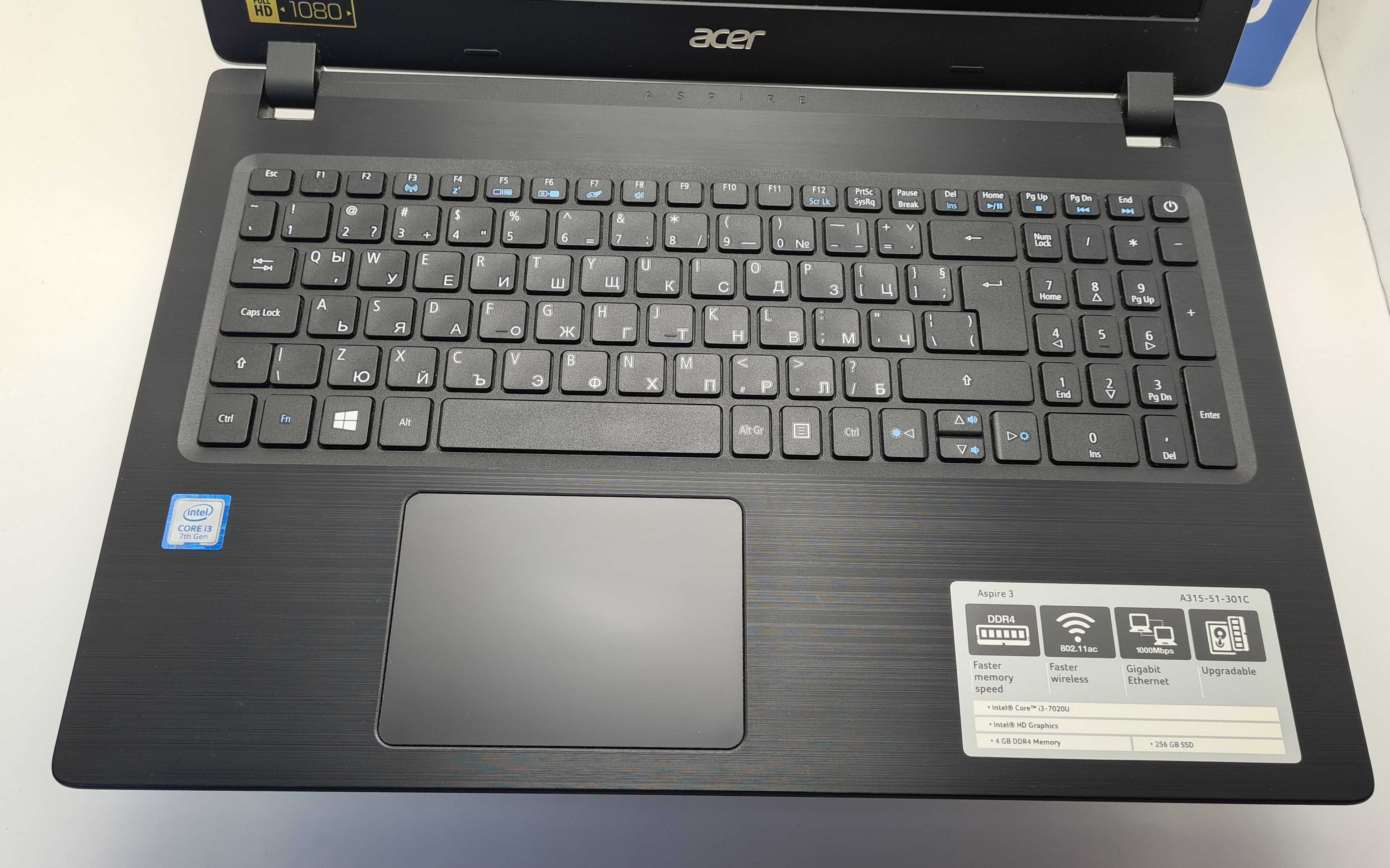 Acer Aspire  A315-51  i3 7020U/8GB/256SSD/Full HD