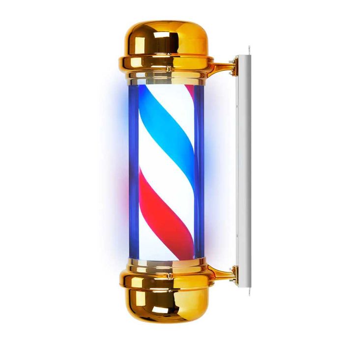 Lampă de tavan iluminată cu stâlp, frizerie, BB-02, auriu, mare