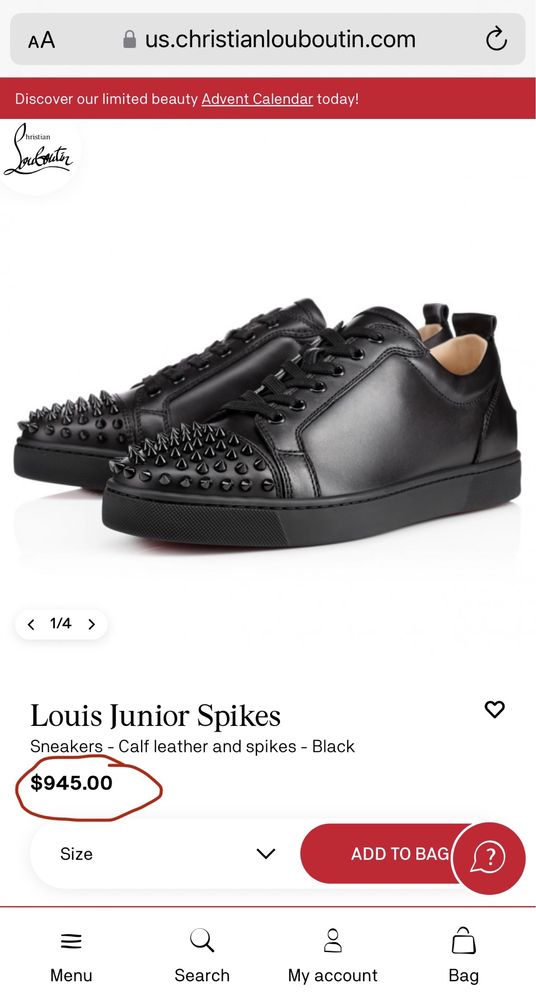 Christian Louboutin Louis Junior Spikes Black 44