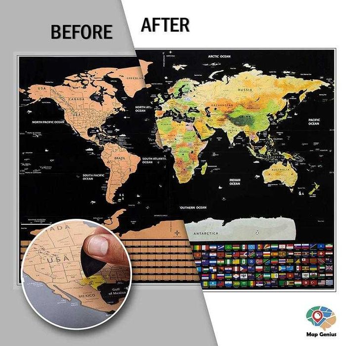 Scratch Карта на света за да изтриете там където сте пътували