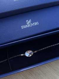 Гривна swarovski с кристал и кожена верижка