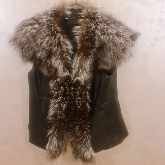 Vesta piele și vulpe 38/40