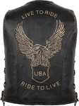 Vesta piele neagra moto / motociclist / biker LIVE TO RIDE - M
