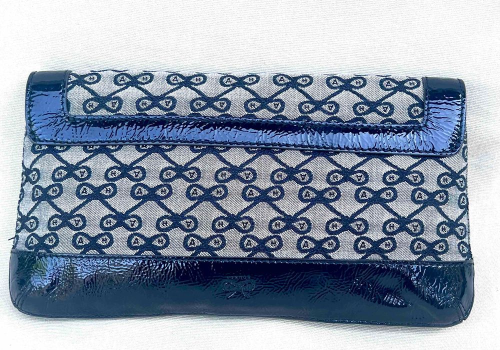 Anya Hindmarch Straw Clutch Geanta Monogram Canvas Piele