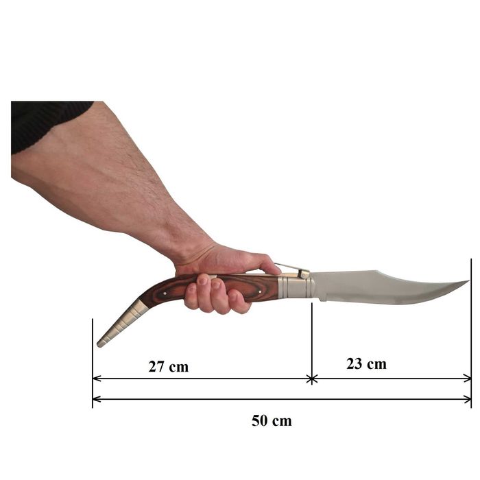 Briceag Mahon, 50 cm, Otel inoxidabil, mâner cu insertii din lemn