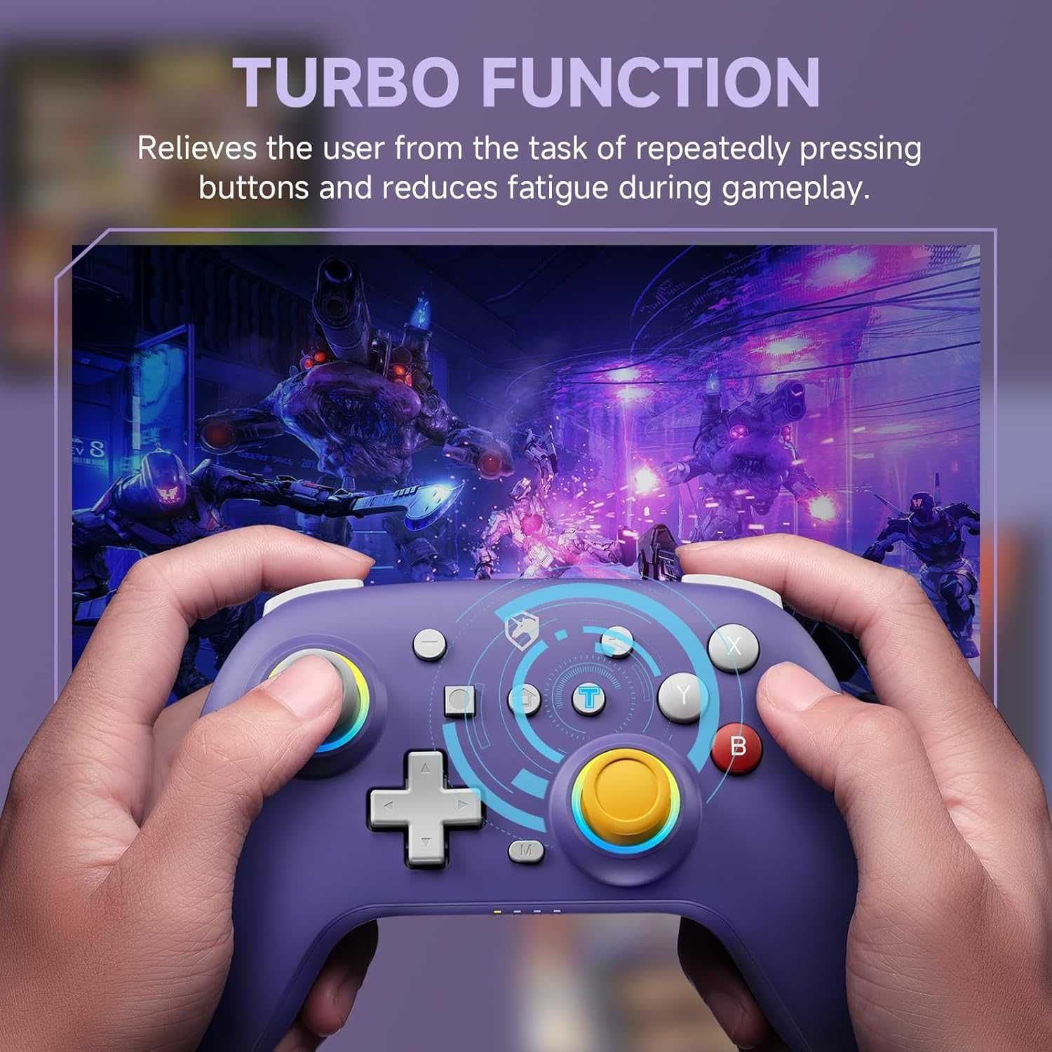 ECHTPower безжичен контролер за Switch/PC с Hall стикове и RGB – нов