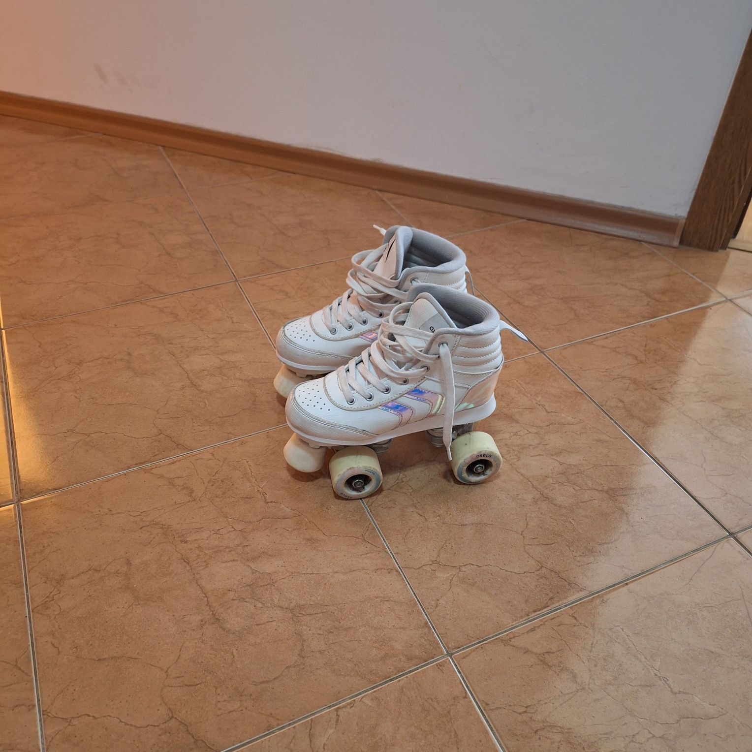 Детски ролкови кънки quad 100 jr, бяло/холографика
