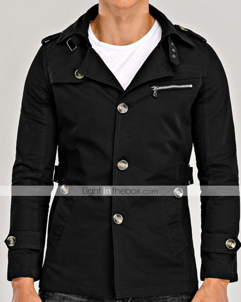 Trenci, palton negru pentru bărbați predare personala Dimitrie Leonida