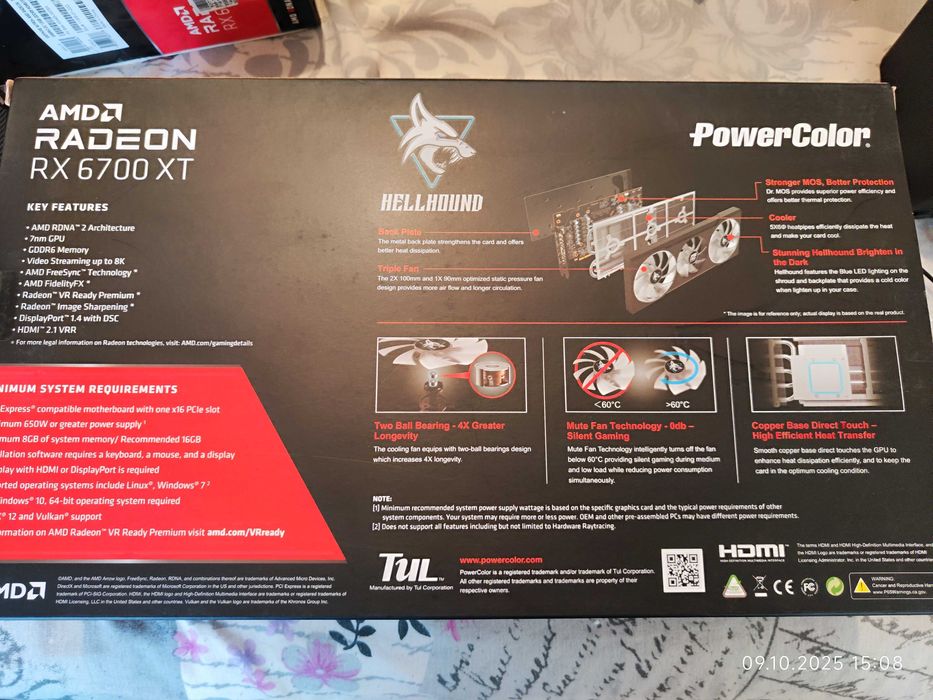 Видеокарта RX 6700XT 12GB PowerColor Hellhound AMD Radeon