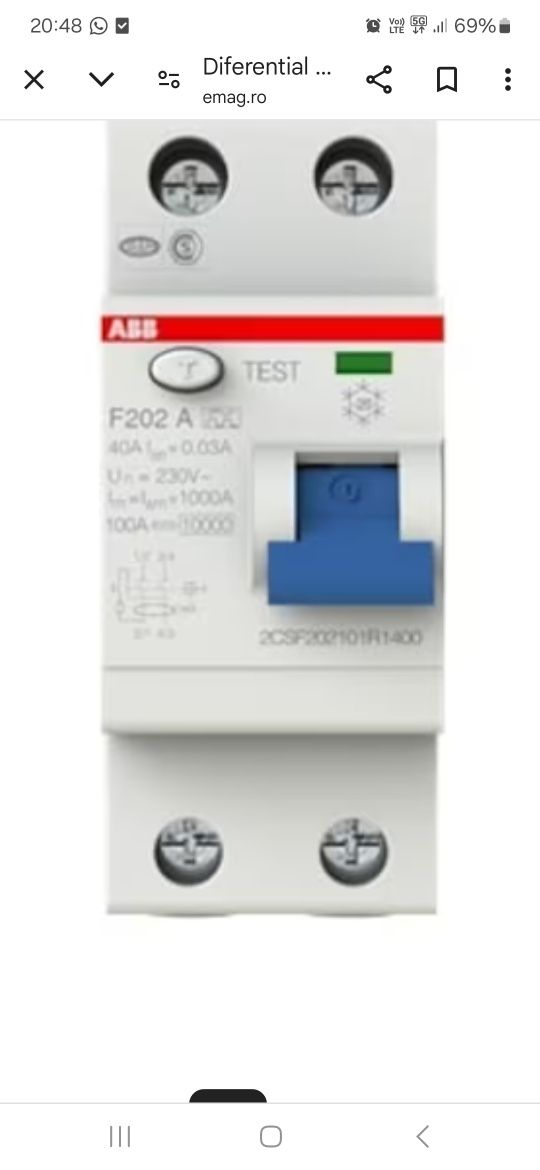 Sigurante ABB RCCB tip A 25A/30MA