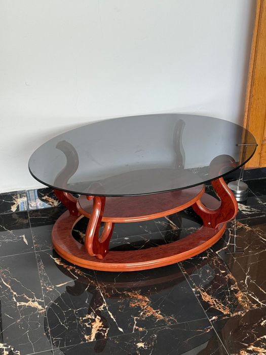 Masuta living din lemn cu sticla