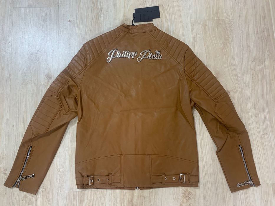 Ново мъжко яке от кафява еко кожа PHILLIP PLEIN