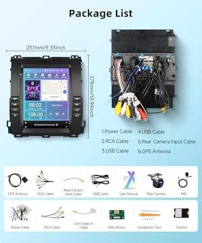 Нова 9.7" Android 13 CarPlay GPS мултимедия за Toyota Prado 120 кола