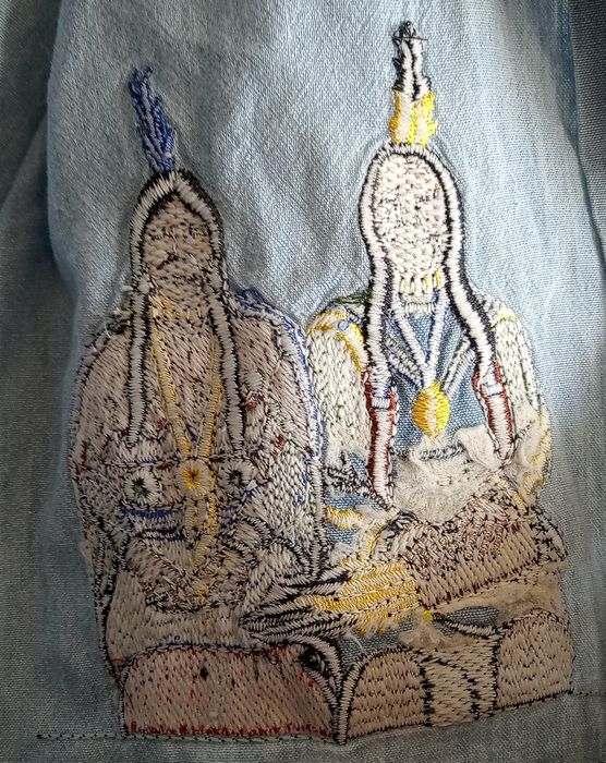 WAMPUM cămașă vintage brodată motive Amer-Indieni, 3XL