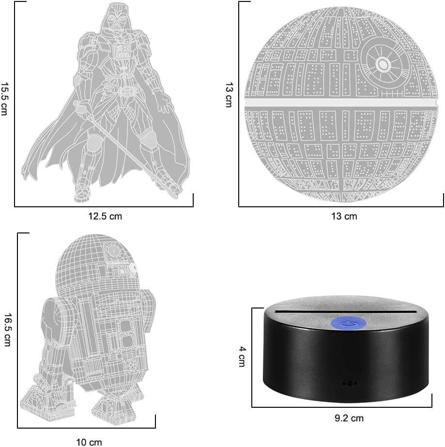 Star Wars 3D лампа с 3 плаки, 16 цвята, дистанционно