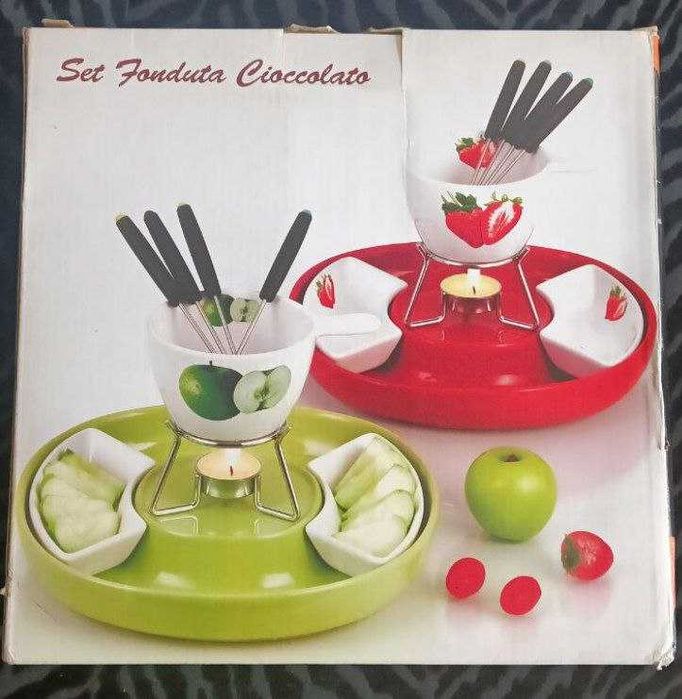 Kомплект за Шоколадово Фондю – Fonduta Cioccolato, ерамика, чисто нов
