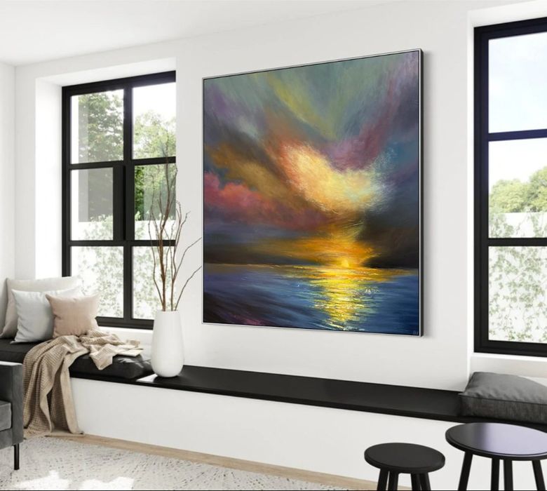 Картина абстрактная холст масло модерн живопись пейзаж море
