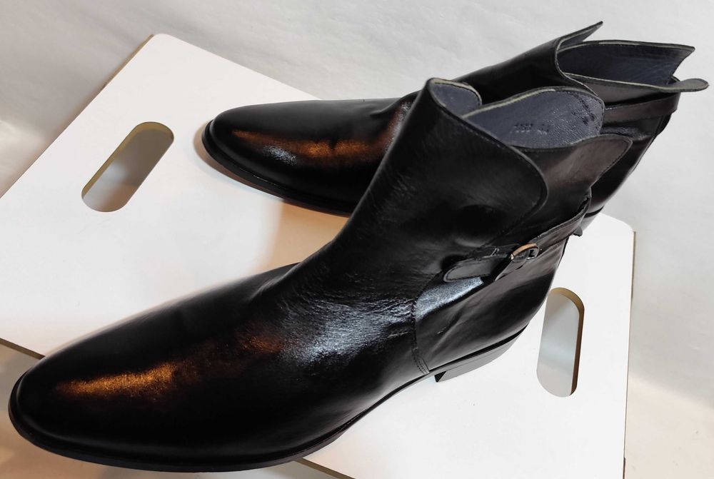 Ghete chelsea 43.5 44 jodhpur Buffalo piele naturala moale negru