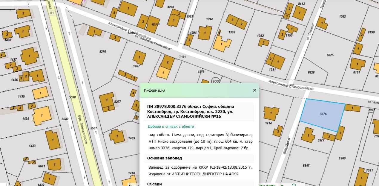 Продава ПАРЦЕЛ
гр. Костинброд, област София