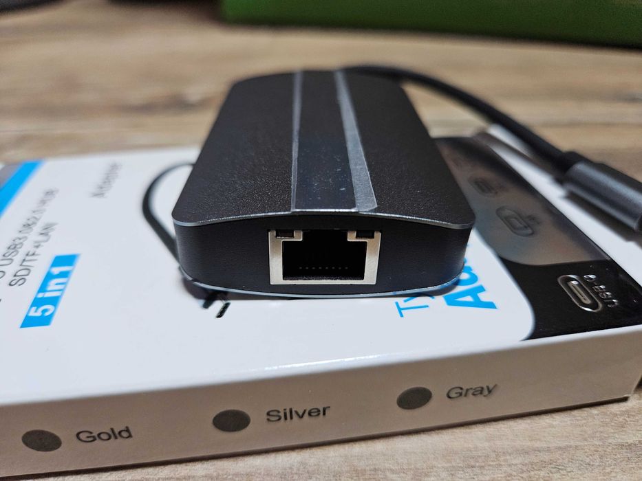 Hub usb-c 5 in 1, cititor carduri SD/TF, usb, port ethernet, Pret Fix