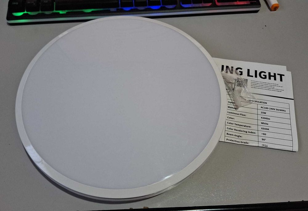 Plafoniera LED, 25W, IP54, diametru 28 cm, lumina alba