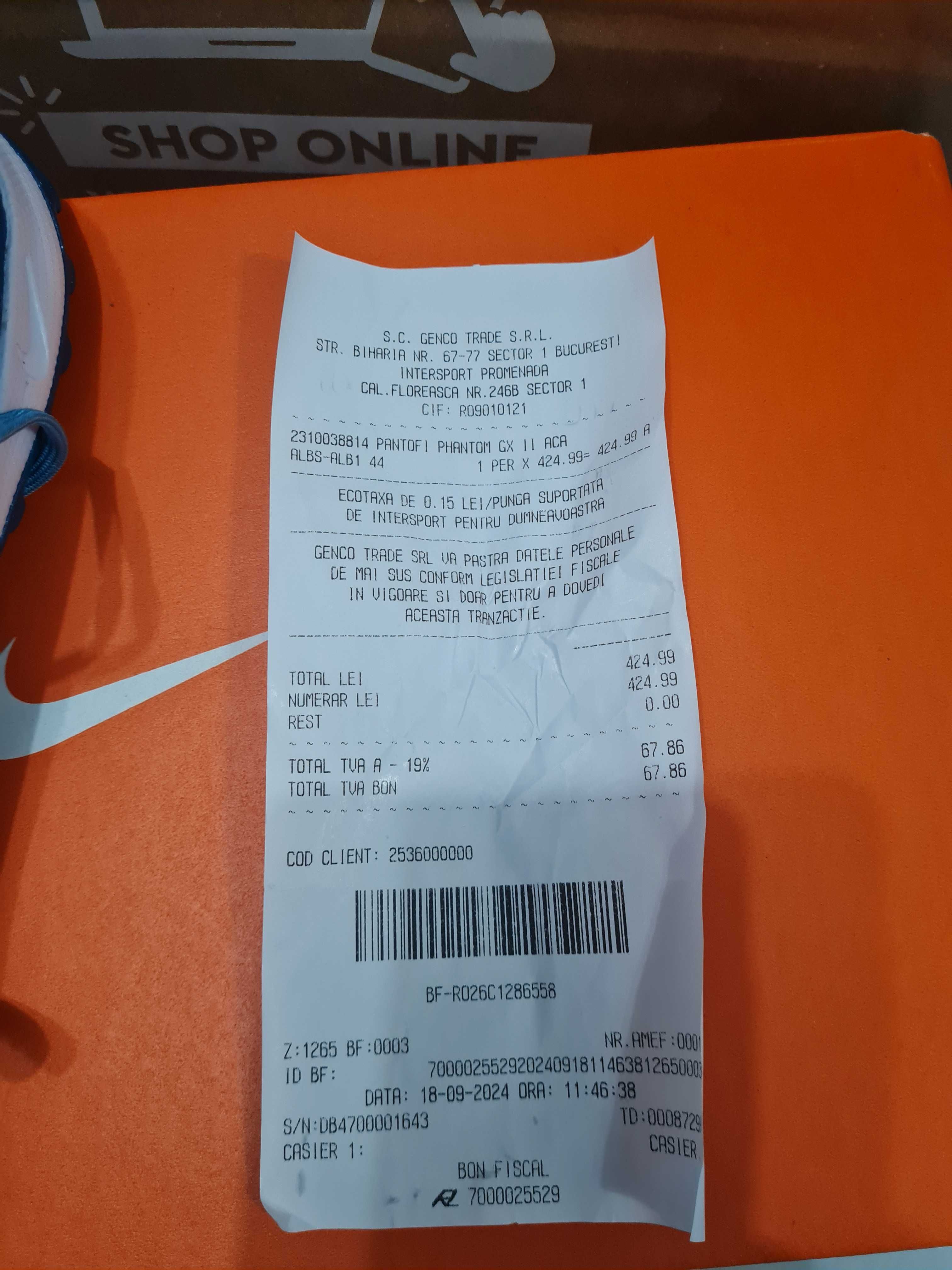 Adidasi fotbal sintetic noi Nike Phantom GTX2 Academy TF, marime 43 44