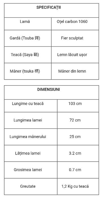 Sabie japoneza Katana