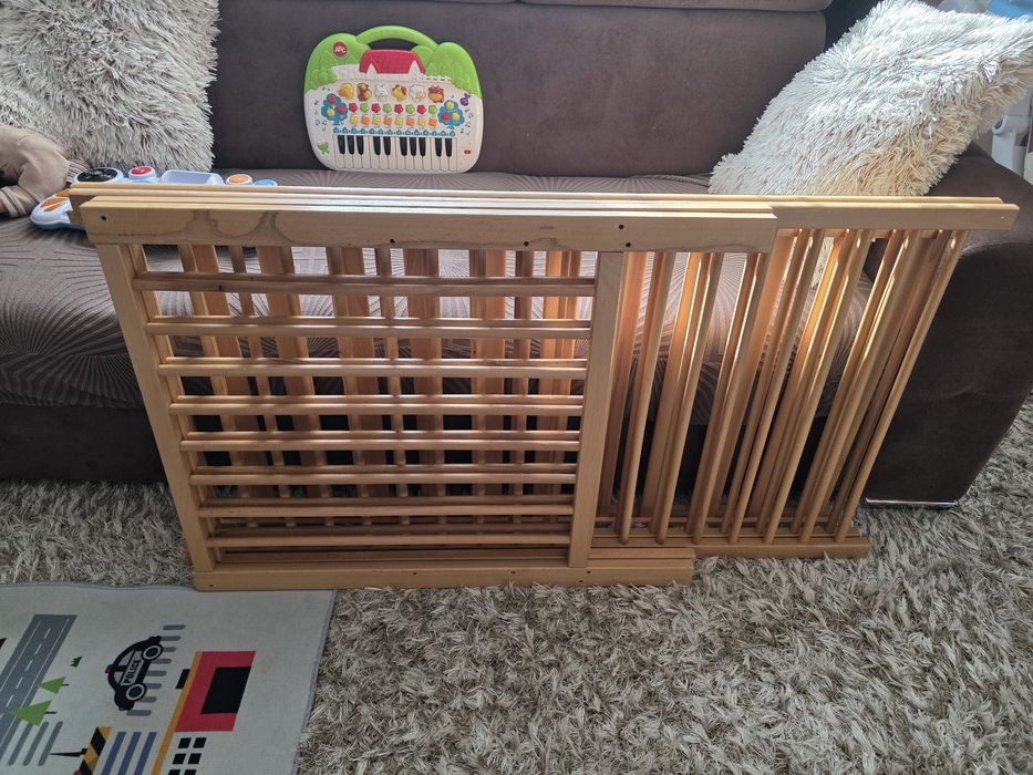 Patut bebe lemn din fag + saltea bambus + carusel muzical