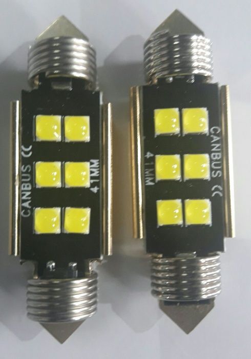 Лед сулфидни крушки 2бр.- C5W 36mm 6SMD 3030 чип -А- 3087-2