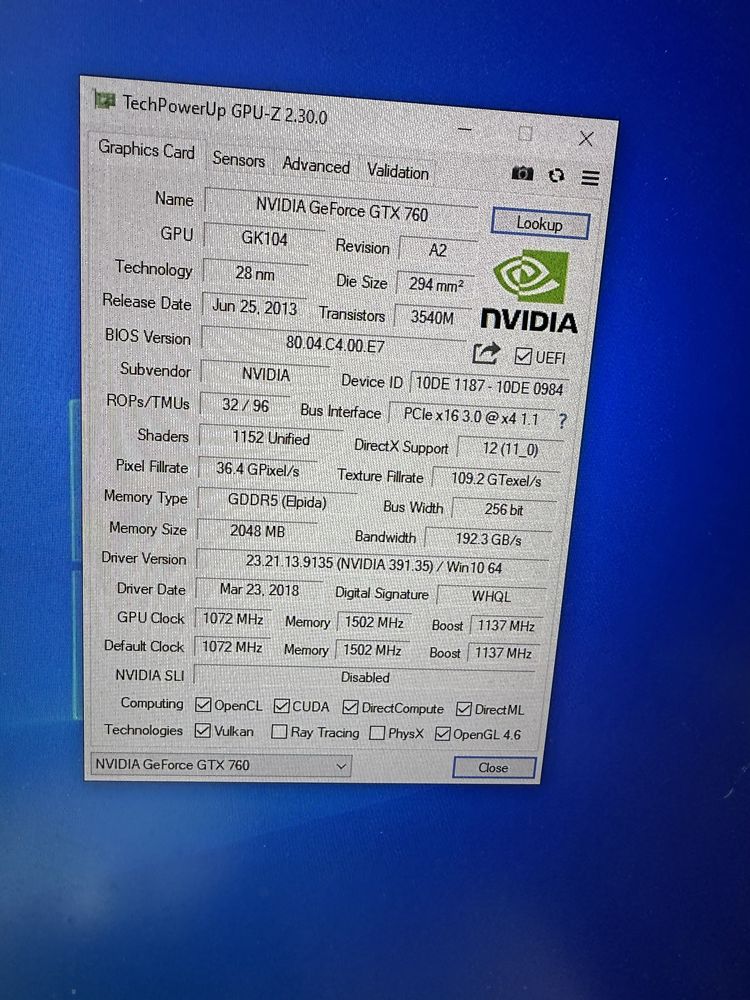 Видеокарта Nvidia GTX 760 2GB
