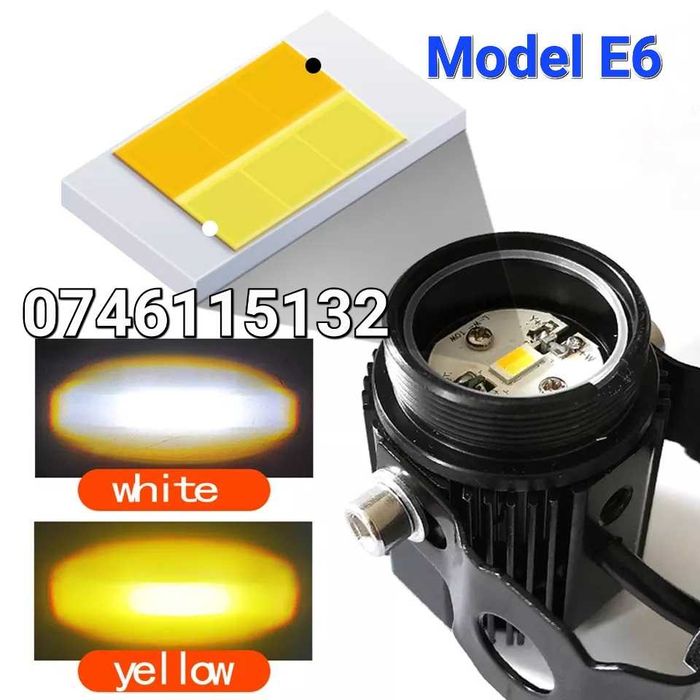 Proiector-Proiectoare LED-Bicolor-Galben-ALB-Atv Moto Motocicleta- E6