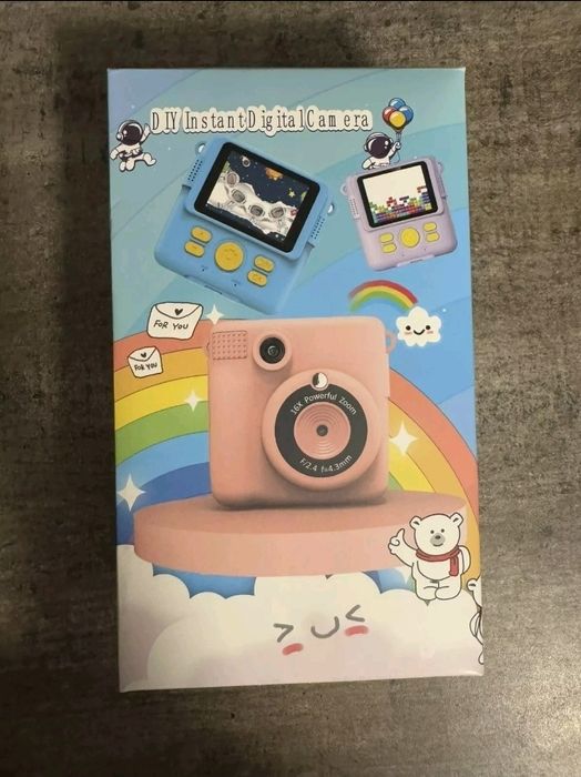 DIY Kids Instant Print Digital Dual Lens Blue Camera, 1080P 32gb Card,