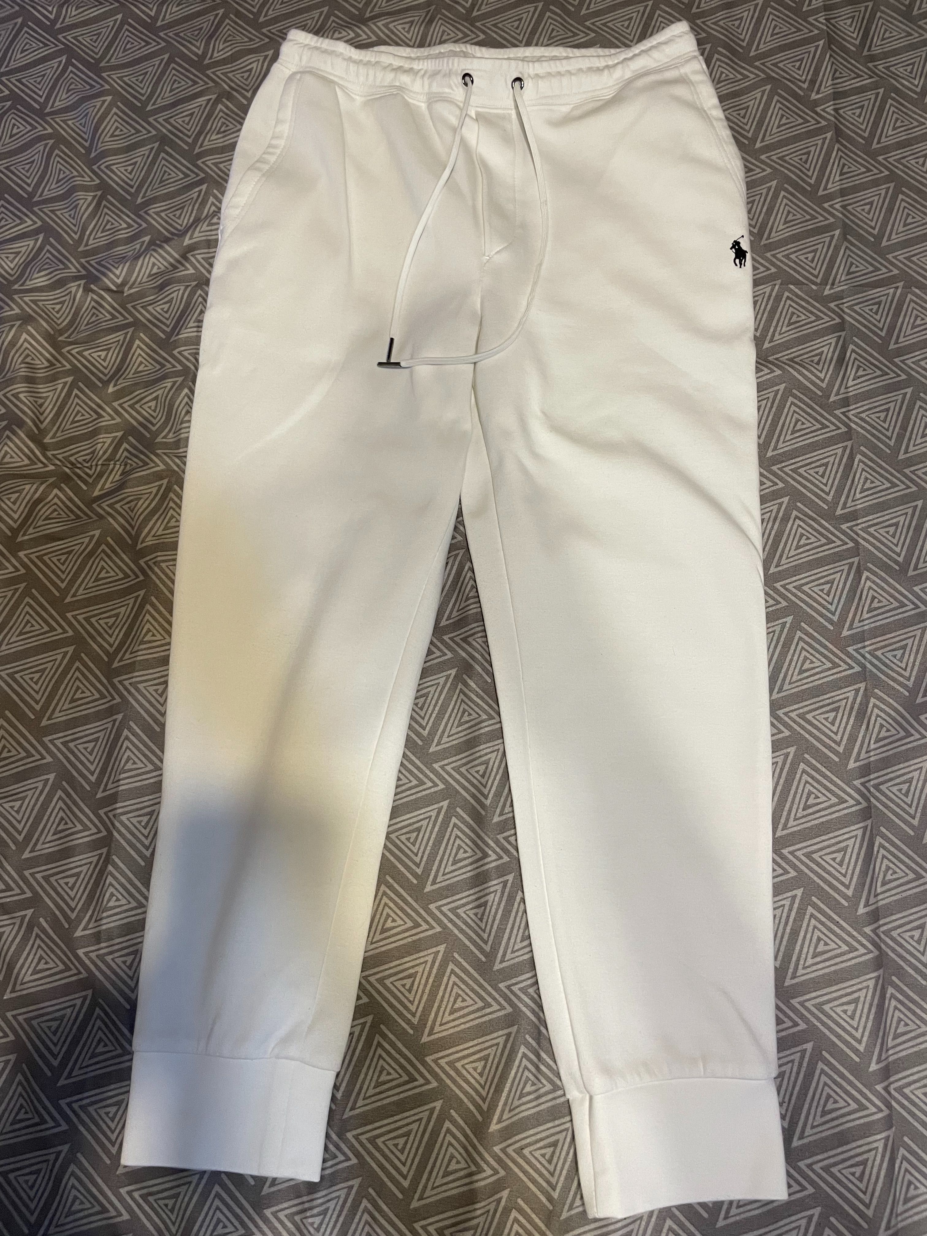 Pantaloni trening Ralph Lauren Polo albi, mărimea L