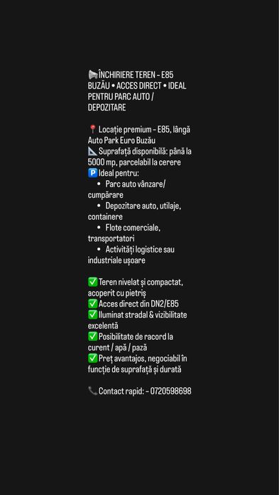 LANGA AUTOROLA . teren 5000 mp E85