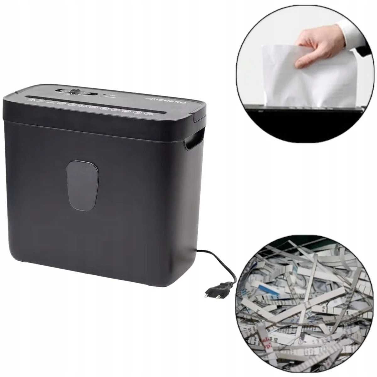 Шредер за хартия кредитни карти с кош 6x A4 Fichero 8L