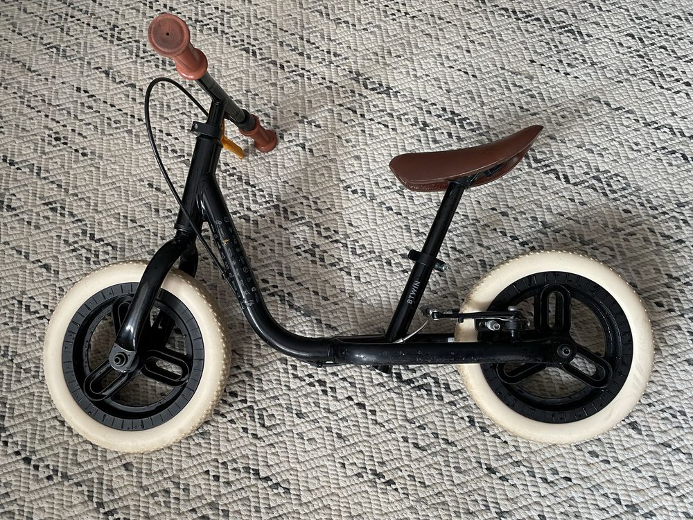Bicicletă fără pedale Runride 500 10'' negru-bej copii 85-105 cm